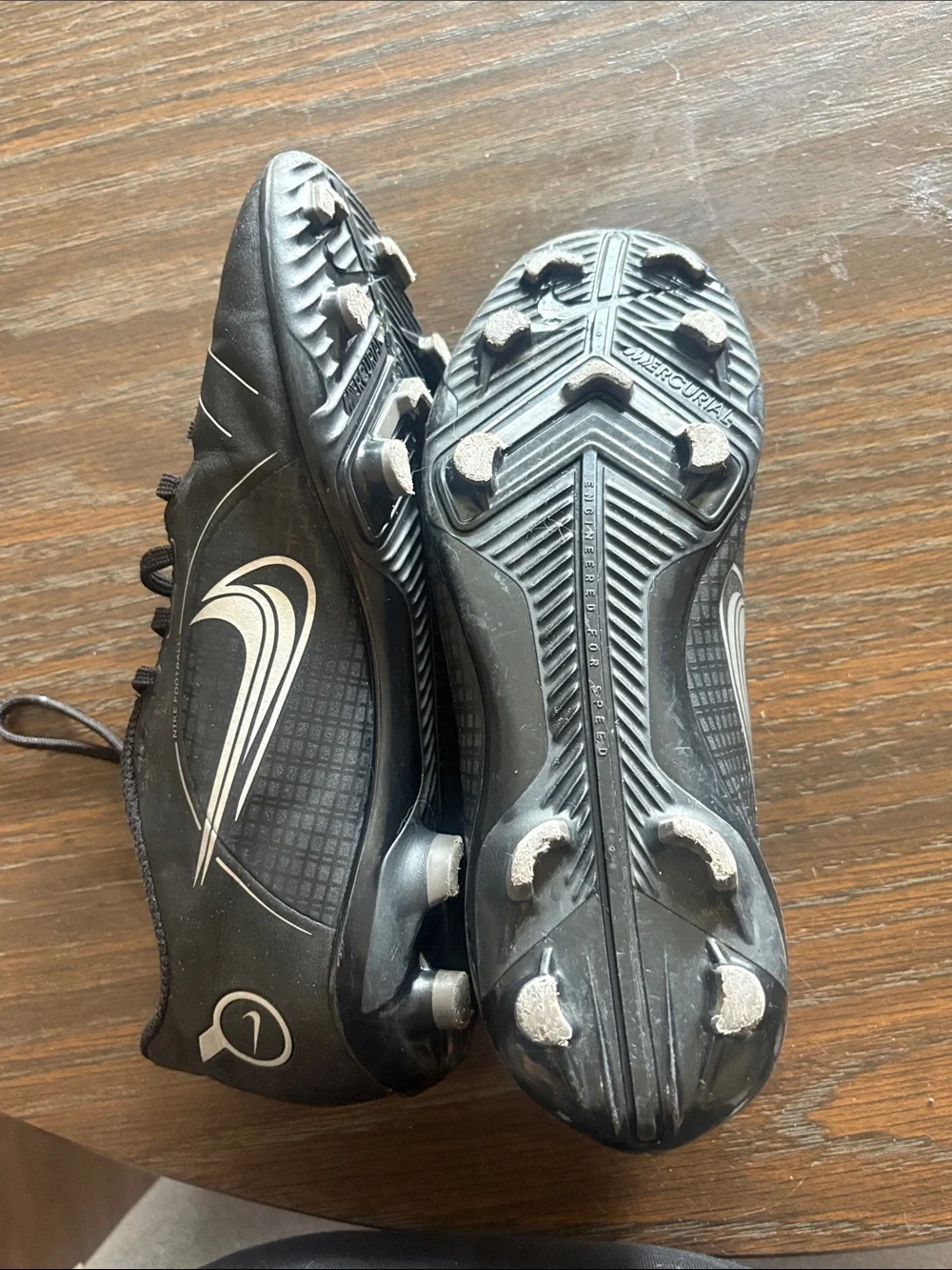 Nike Kids Black Soccer Cleats with White Swoosh